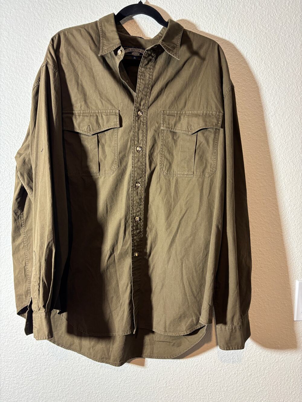 Thornton Bay Vintage 90s Men's Size XL Olive Green Button-Up Long Sleeve Shirt